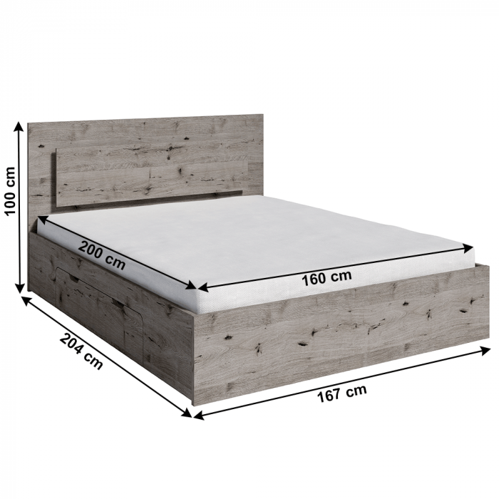 Set dormitor (dulap/ pat/ 2 noptiere), stejar Wellington, TOGOS [7]