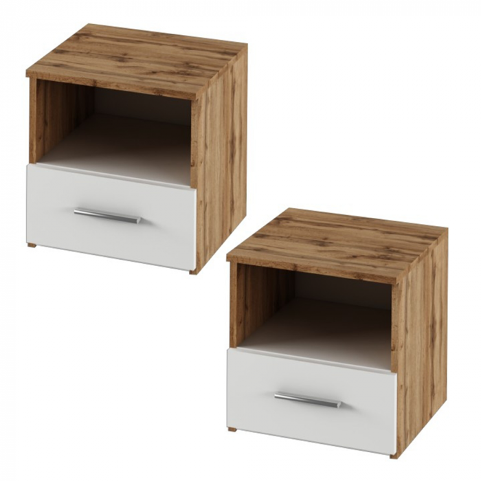 Set dormitor (pat 160x200 cm), stejar wotan/alb, GABRIELA NEW [3]