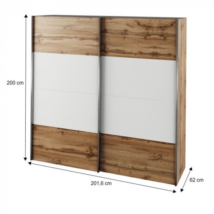 Set dormitor (pat 160x200 cm), stejar wotan/alb, GABRIELA NEW [8]