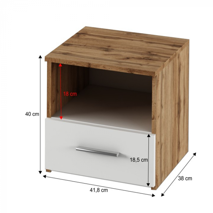Set dormitor (pat 160x200 cm), stejar wotan/alb, GABRIELA NEW [4]