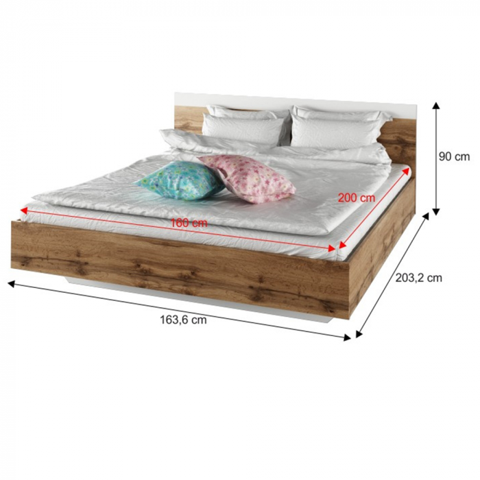 Set dormitor (pat 160x200 cm), stejar wotan/alb, GABRIELA NEW [6]