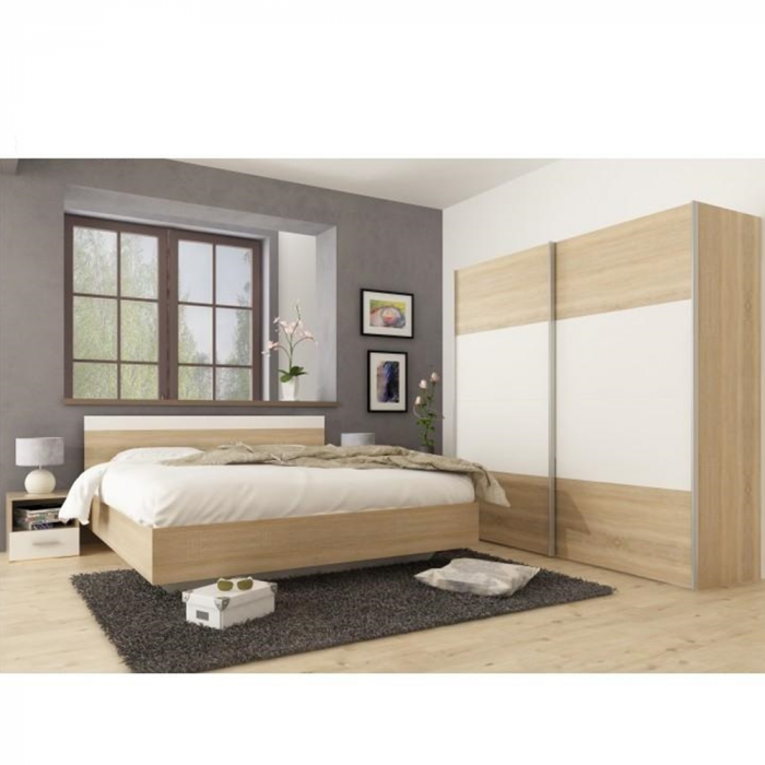 Set dormitor (pat 180x200 cm), stejar sonoma/ alb, GABRIELA NEW [5]