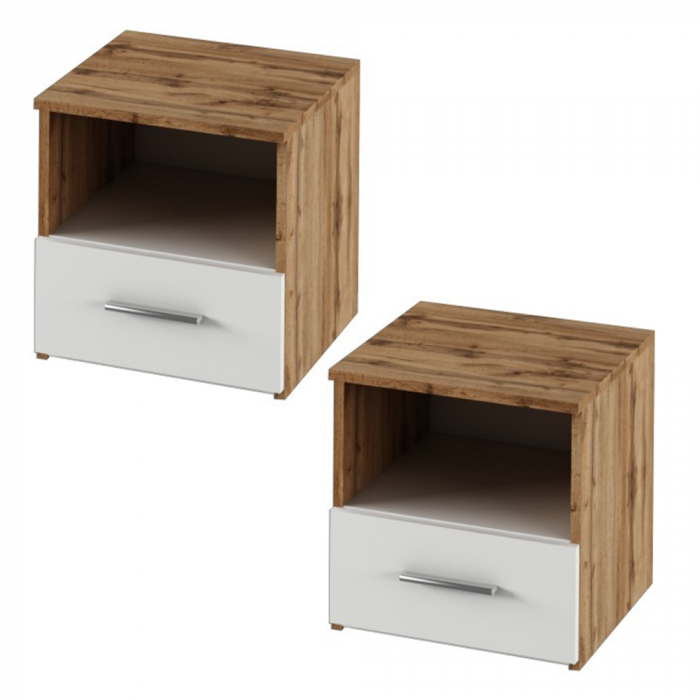 Set dormitor (pat 180x200 cm), stejar wotan/ alb, GABRIELA NEW [3]