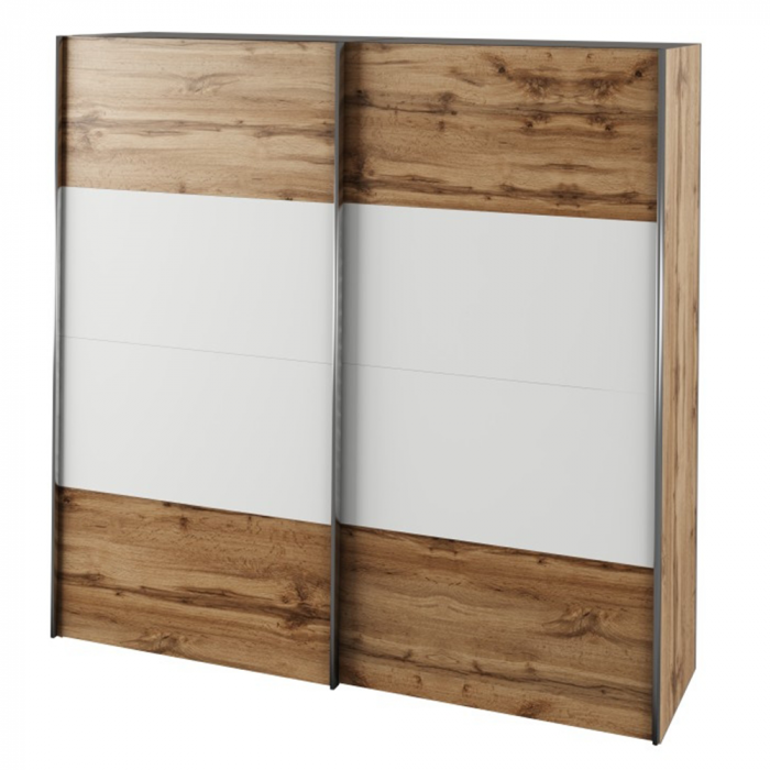 Set dormitor (pat 180x200 cm), stejar wotan/ alb, GABRIELA NEW [7]