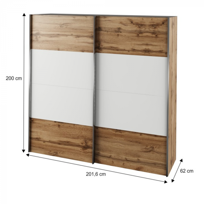 Set dormitor (pat 180x200 cm), stejar wotan/ alb, GABRIELA NEW [8]