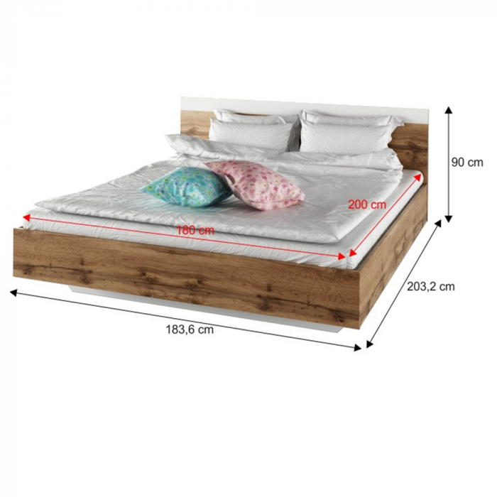 Set dormitor (pat 180x200 cm), stejar wotan/ alb, GABRIELA NEW [5]