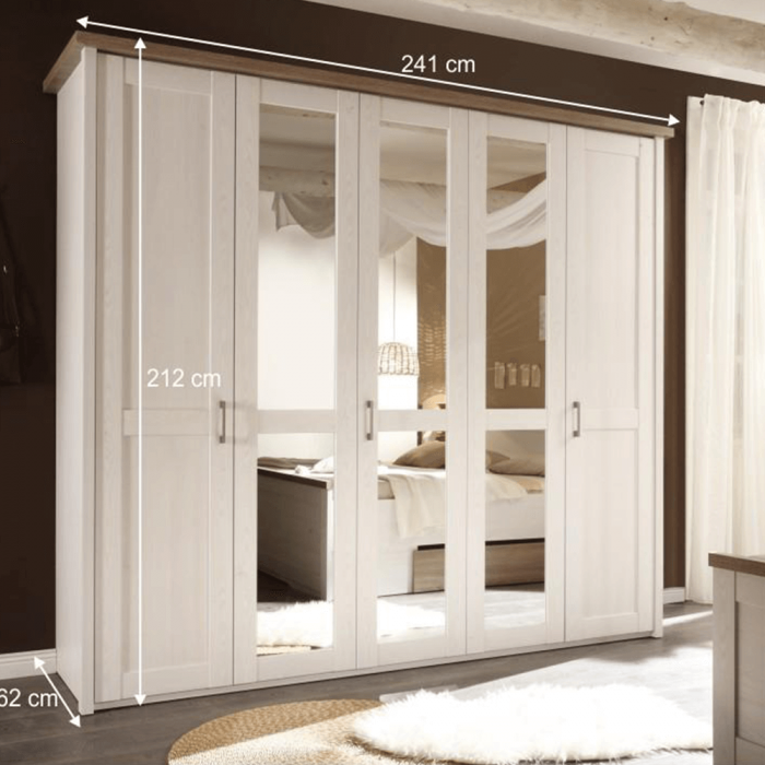 Set dormitor (pat, 2 noptiere, dulap), stejar truffle sonoma/ pin alb, LUMERA [5]