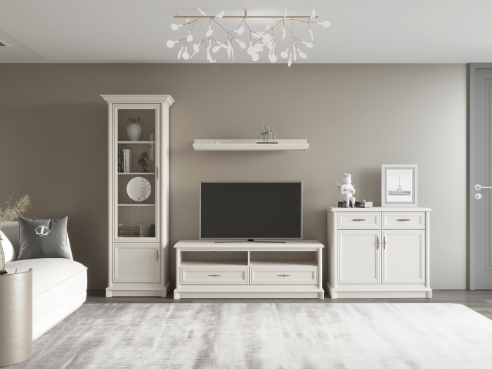 Set mobila  clasic /vintage sufragerie living , culoare casmir,  321 cm lungime , imitatie lemn, model deosebit, manere decorative [1]