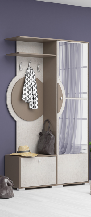 Set mobila de hol, cappuccino/bej lino, 115x187x30 cm,usi cu inchidere silentioasa, Bortis Impex [4]