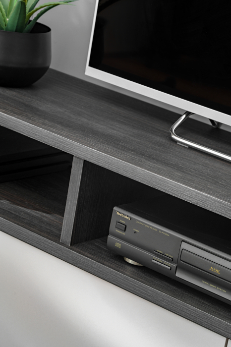 Set mobila de living, pal casmir bej/grafit stejar, 210 cm lungime, usi deschidere push open prin apasare, canturi abs, moderna, prindere perete- suspendata , Bortis [4]