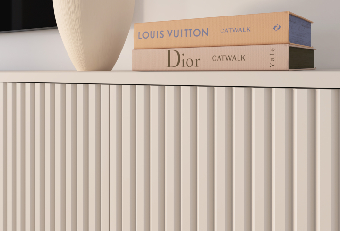 Set mobila hol inaltat /cuier cu dulap inaltat si panouri tapitate, cu riflaje casmir /pal bej casmir/ stofa bej crem , 170cm lungime x 225 cm inaltime x 40 cm adancime, deschidere usi push open, supo [6]