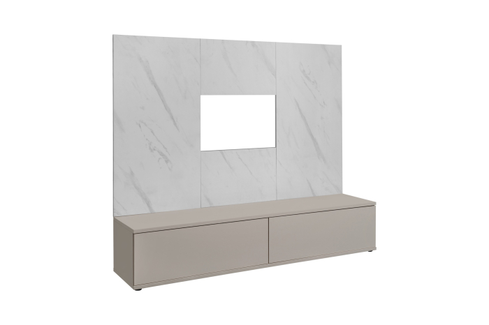 Set mobila living/mobilier sufragerie/camera de zi, comoda tv, 180 cm lungime, deschidere usi push open prin apasare, pal casmir/marmura alba [3]