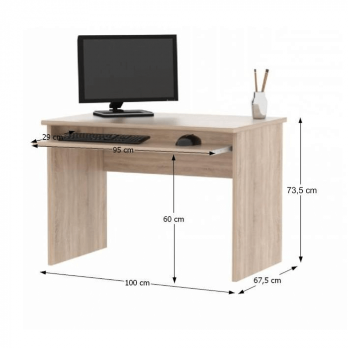 Set mobilier de birou complet ,stejar sonoma/alb , dulapuri, /birou pe colt, rollbox, Bortis [6]