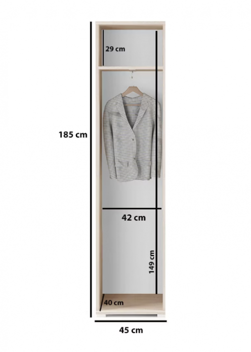 Set mobilier hol, 185x145x40 cm, panouri tapitate, agatatori incluse, pantofar si dulap, stofa maro deschis/stejar sonoma, Bortis Impex [5]