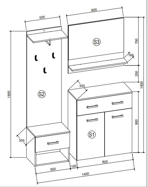 Set mobilier  Hol , beton-gri /alb ,modern, Bortis Impex [3]