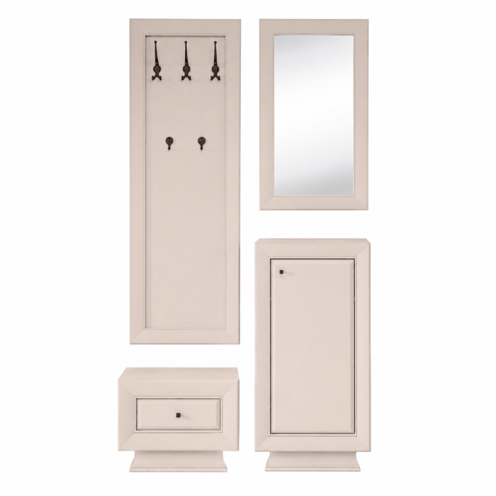 Set mobilier hol cuier casmir, oglindă, pantofar și comodă, 123 cm lungime x 38 cm adancime, Bortis [2]