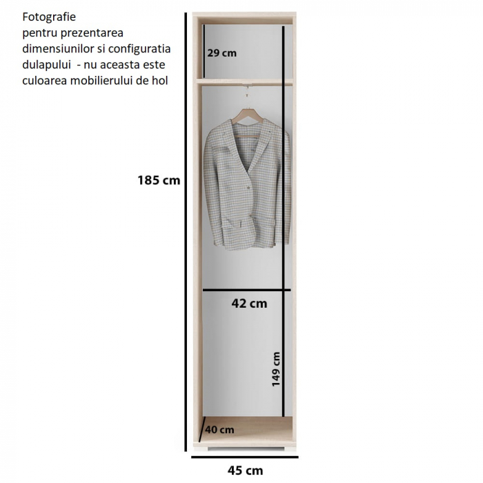 Set mobilier hol-panouri tapitate,175 cm lungime ,agatatori incluse, pantofar si dulap cu oglinda, stofa maro deschis/stejar artisan -negru, Bortis Impex [4]