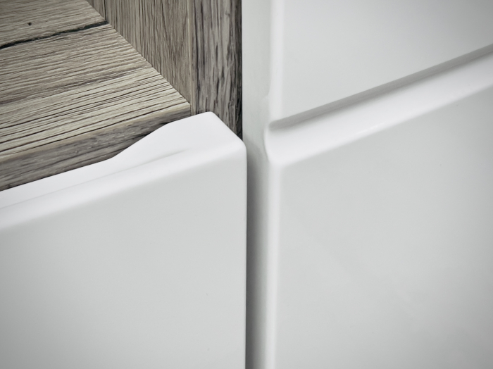 Set mobilier living, modern , 300 cm lungime, cu deschidere push open/prin apasare, usi mdf alb lucios/ stejar san remo/negru, vitrina cu led, Bortis Impex [5]