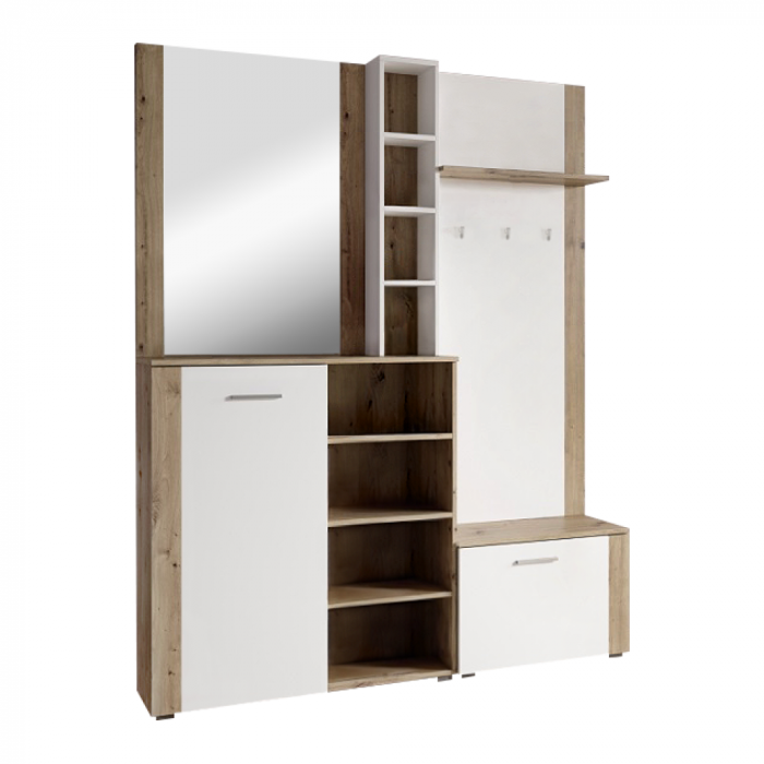Set pentru anticameră, alb/stejar artisan, FANDU [1]