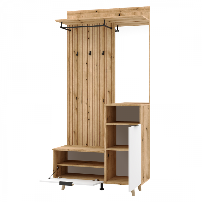 Set pentru hol, stejar evoke/alb, NODRI [5]