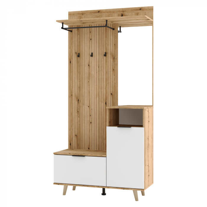 Set pentru hol, stejar evoke/alb, NODRI [4]