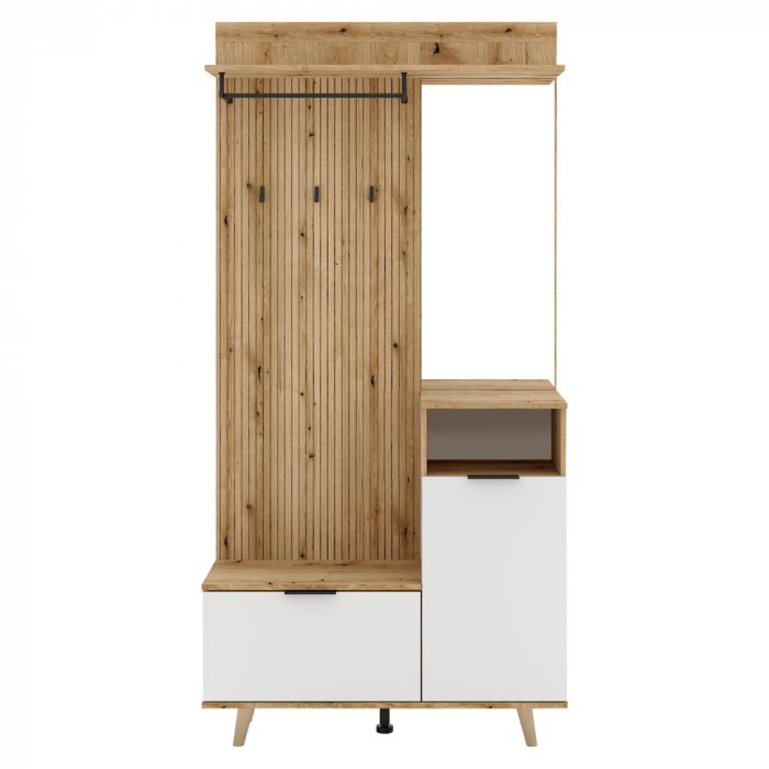 Set pentru hol, stejar evoke/alb, NODRI [3]