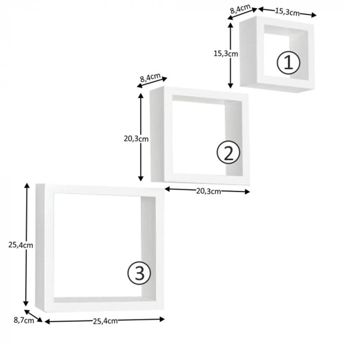 Set rafturi 3 buc, alb, KVADRO NEW DR-WS-6103 [2]