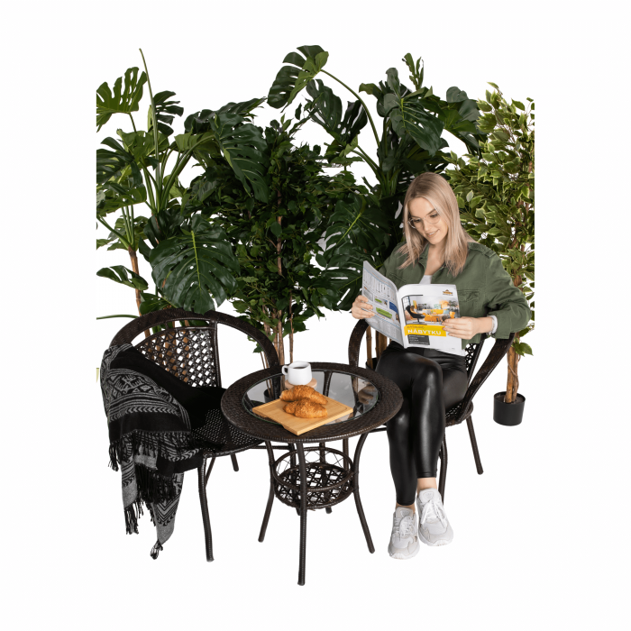 Set ratan de grădină 1+2, maro, LASAN [24]