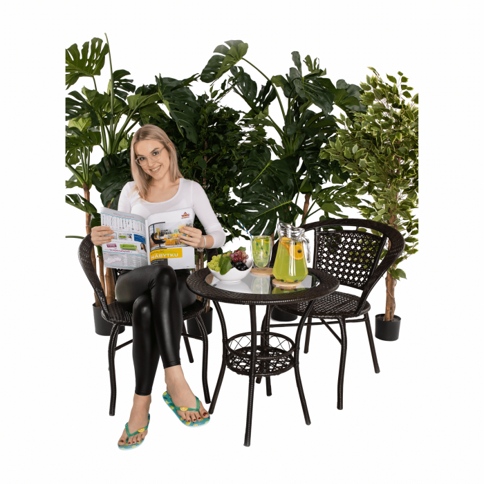 Set ratan de grădină 1+2, maro, LASAN [25]