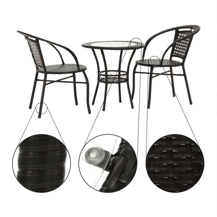 Set ratan de grădină 1+2, maro, LASAN [9]