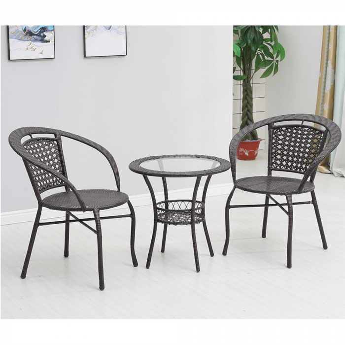 Set ratan de grădină 1+2, maro, LASAN [8]