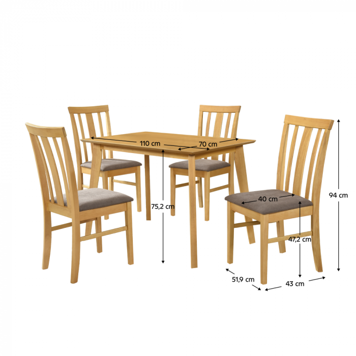 Set sufragerie 1+4, stejar sonoma deschis/maro închis, ROIS SET [2]