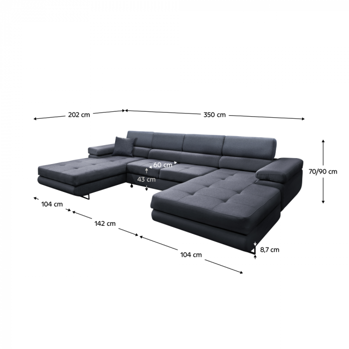 Set universal canapea, culoare gri, AMARETA U [4]
