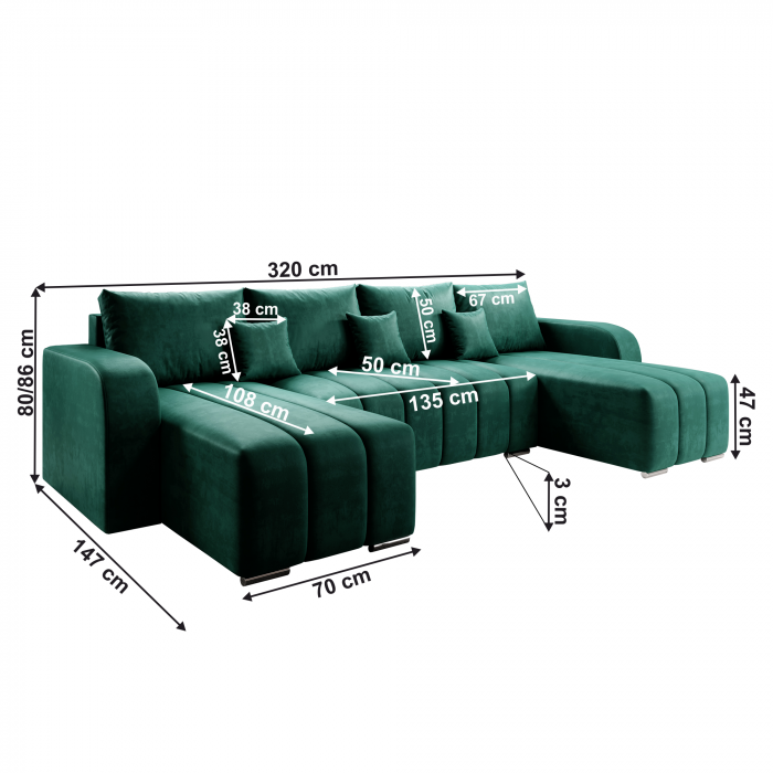 Set universal canapea, culoare smarald, PORIMA U [6]