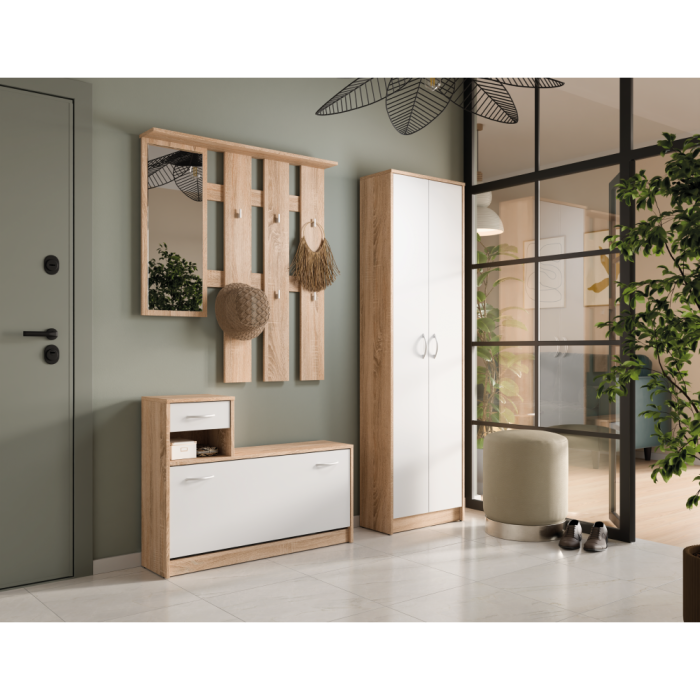 Setul pentru hol, stejar sonoma/alb, VIRA-MECKI NEW [3]