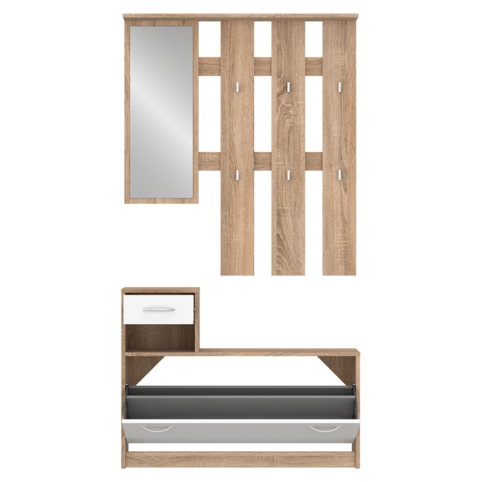 Setul pentru hol, stejar sonoma/alb, VIRA-MECKI NEW [2]