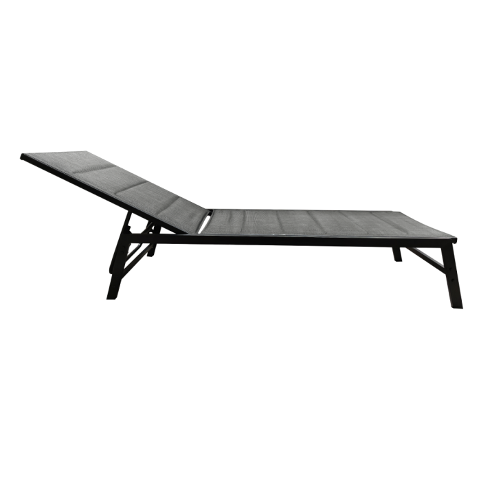 Şezlong de grădină poziţionabil, negru/gri, LOPEZ [5]