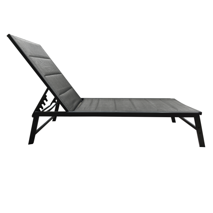 Şezlong de grădină poziţionabil, negru/gri, LOPEZ [3]