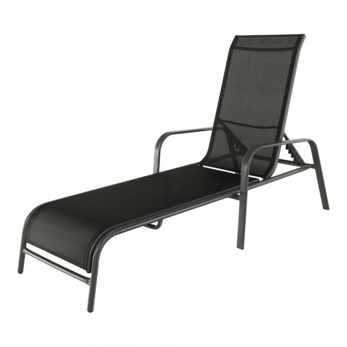 Şezlong de grădină reglabil, negru/gri, ATREO [2]