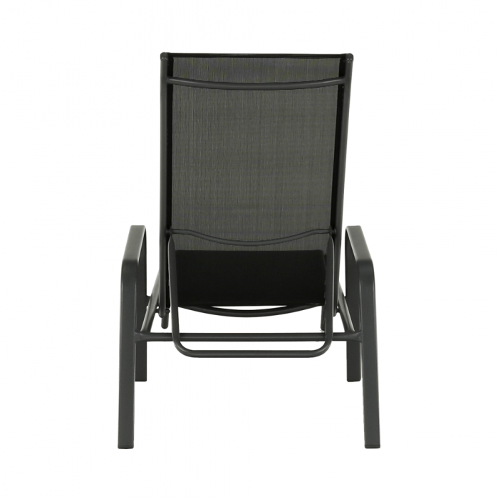Şezlong de grădină reglabil, negru/gri, ATREO [16]