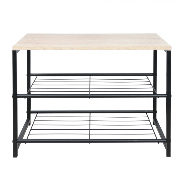 Suport pentru pantofi, 2 rânduri, negru/natural, TADEO [3]