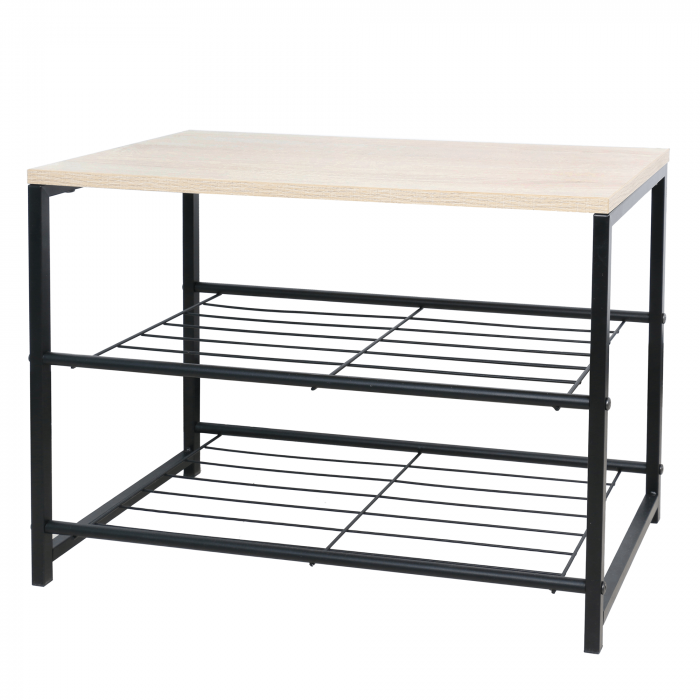 Suport pentru pantofi, 2 rânduri, negru/natural, TADEO [4]
