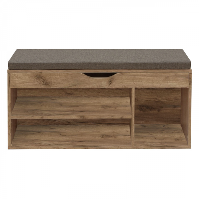 Suport pentru pantofi cu bancă, stejar artisan, FUDDY NEW [3]