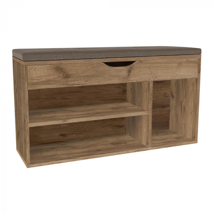 Suport pentru pantofi cu bancă, stejar artisan, FUDDY NEW [1]