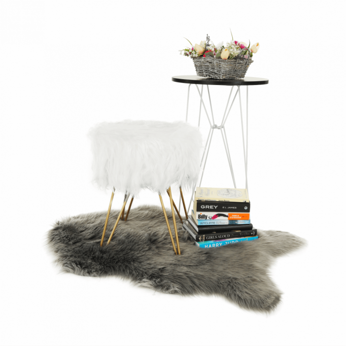 Taburet, alb/vopsea aurie, JAMINA [4]