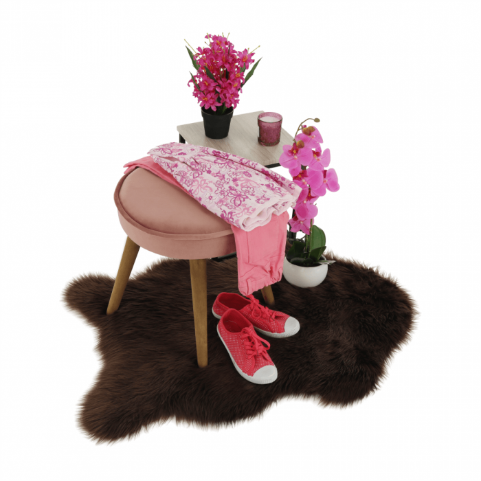 Taburet, catifea Velvet roz/maro, SAIDA [2]