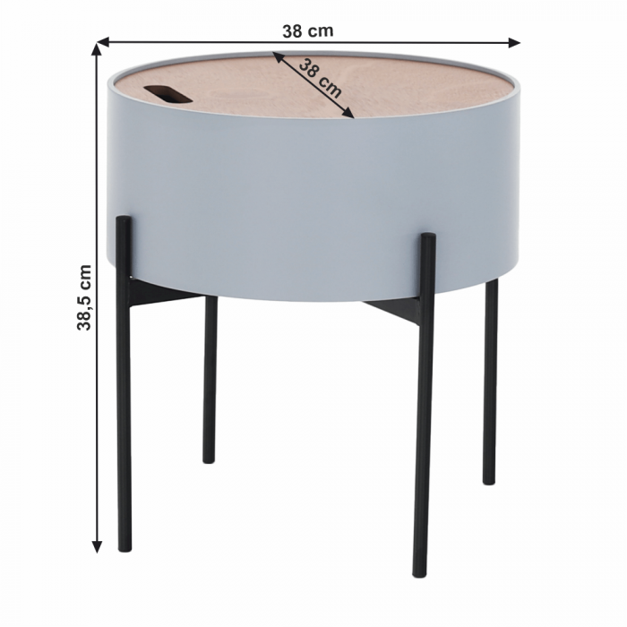 Taburet cu spaţiu de depozitare, gri/natural/negru, MOSAI [22]