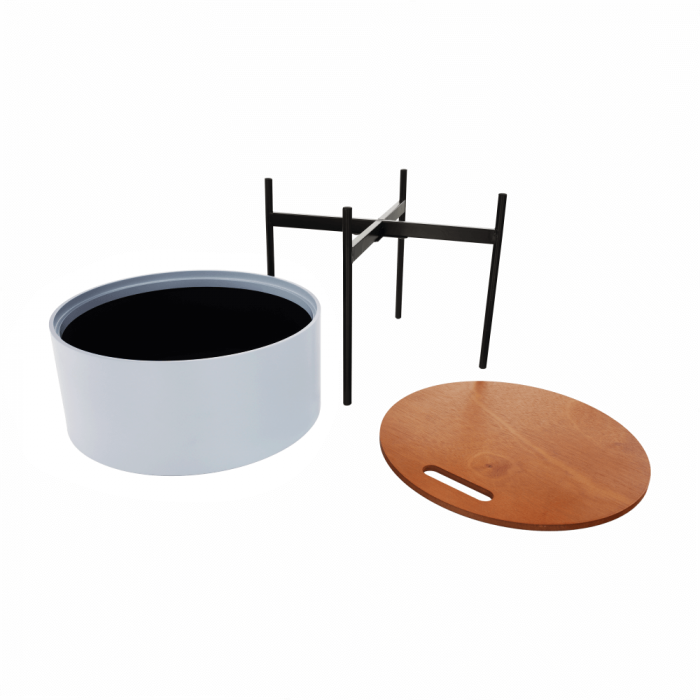 Taburet cu spaţiu de depozitare, gri/natural/negru, MOSAI [10]