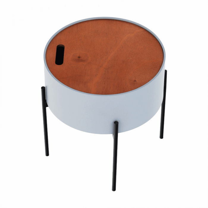 Taburet cu spaţiu de depozitare, gri/natural/negru, MOSAI [12]