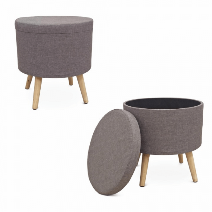 Taburet cu spaţiu pentru depozitare, material gri, SAMIR [5]